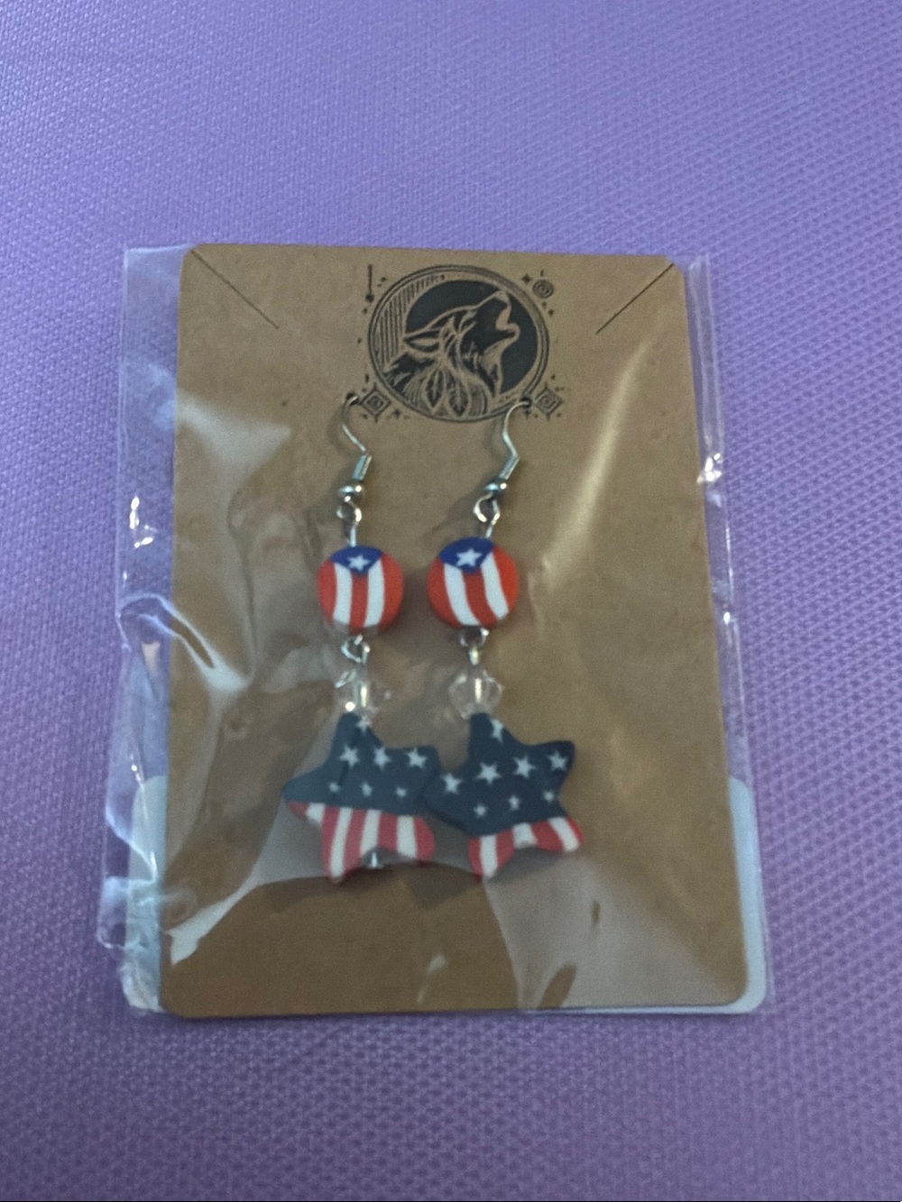 Patriotic Red, White & Blue Star Dangle Earrings